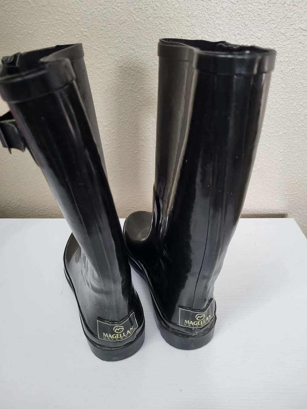 Magellan Outdoor Original Tall Gloss Women's Rain Rubber Boots - Black 8M